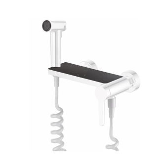 картинка СМЕСИТЕЛЬ С ГИГИЕНИЧЕСКИМ ДУШЕМ DA1504548 матовый белый от магазина ТНП