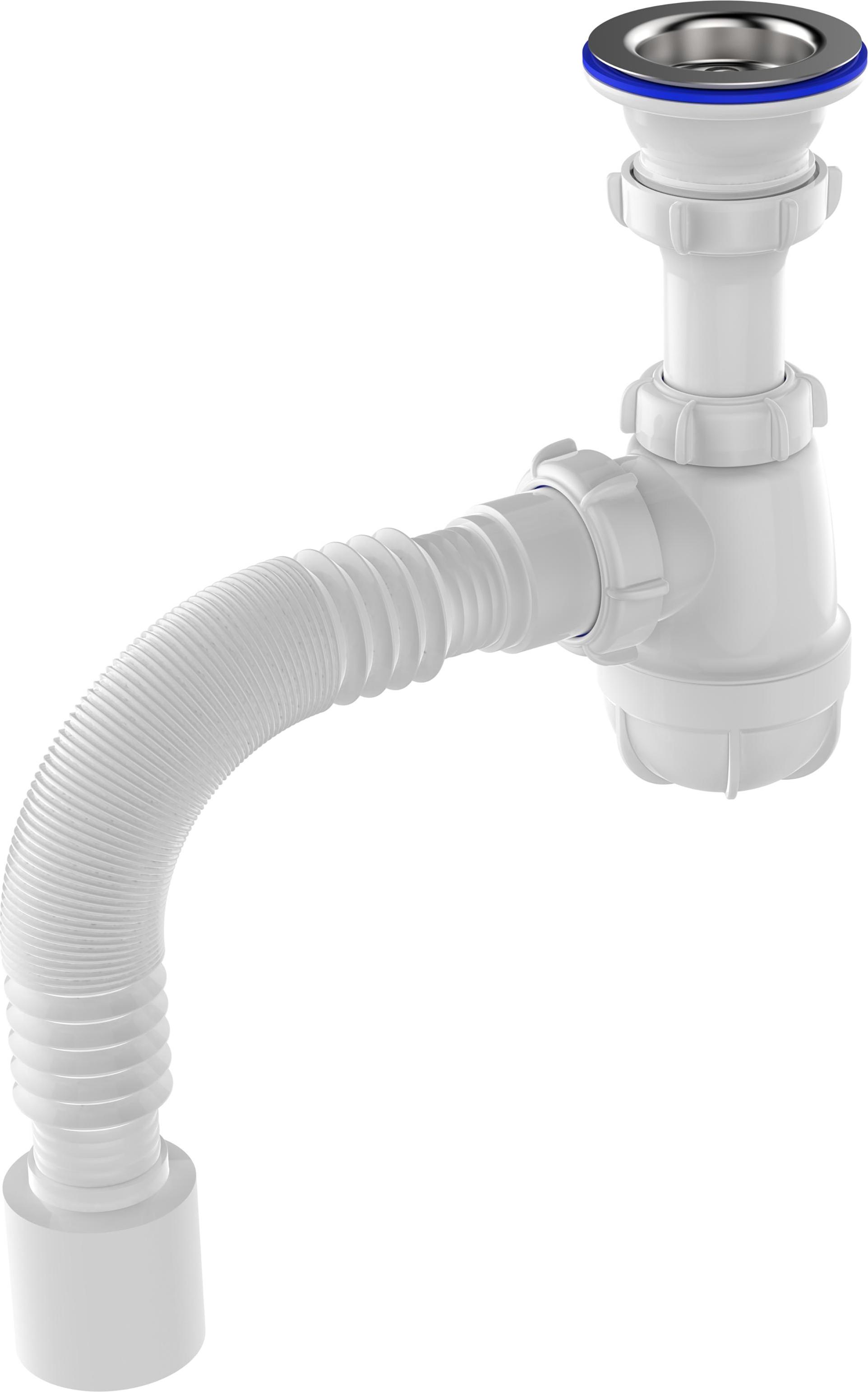 картинка Aquant Сифон для кухни 1 1/2"х40 с мет.реш. с г.т. 40х40/50  B0115-30-MR от магазина ТНП