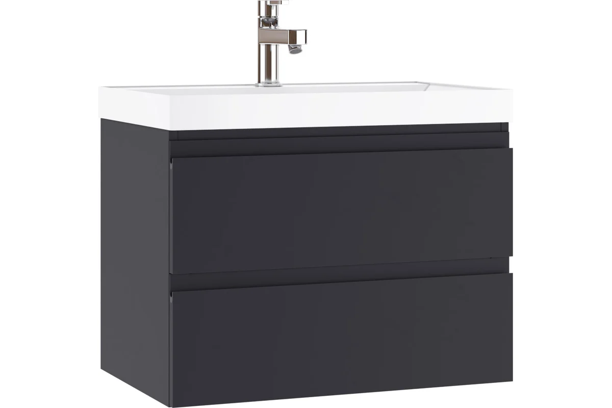 картинка Тумба подвесная под умывальник "Classica 80" Graffo графит матовый В2 Домино DGr2106T от магазина ТНП