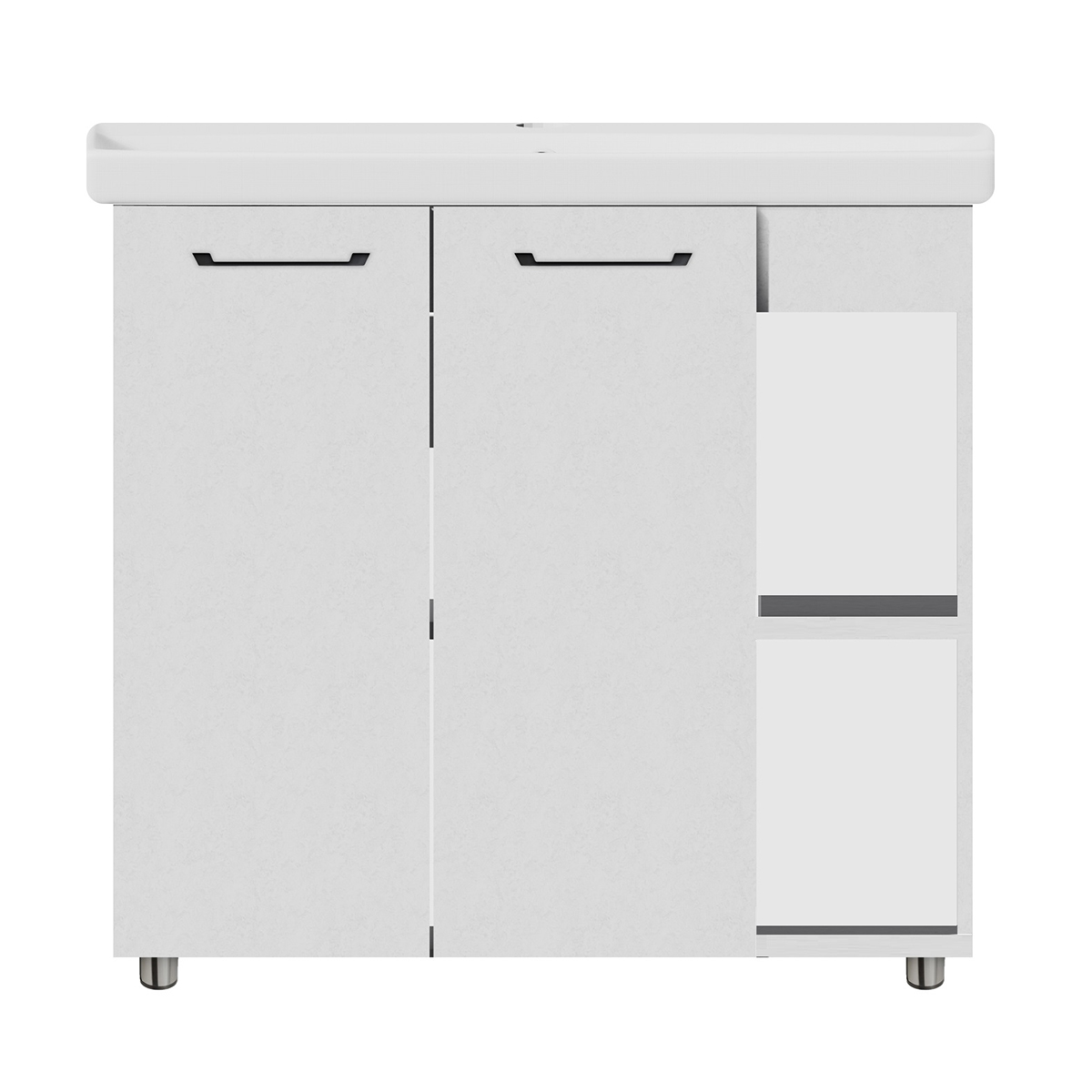 картинка Тумба Standart 80, 2 двери, 2 полки справа, белая от магазина ТНП