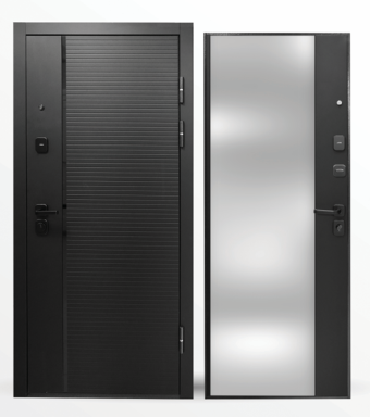 картинка Дверь мет. STRONG 805 МДФ/Зеркало черный 860*2050 R от магазина ТНП