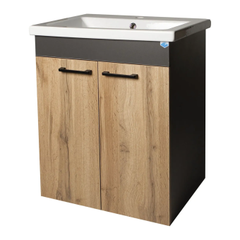 картинка Тумба Neo Breeze 60, напольная, 2 двери, дерево-графит от магазина ТНП