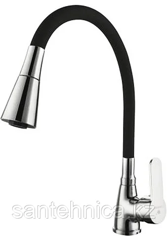 картинка СМЕСИТЕЛЬ ДЛЯ КУХНИ ГИБКИМ ИЗЛИВОМ CAL9929D82N хром+чёрный от магазина ТНП