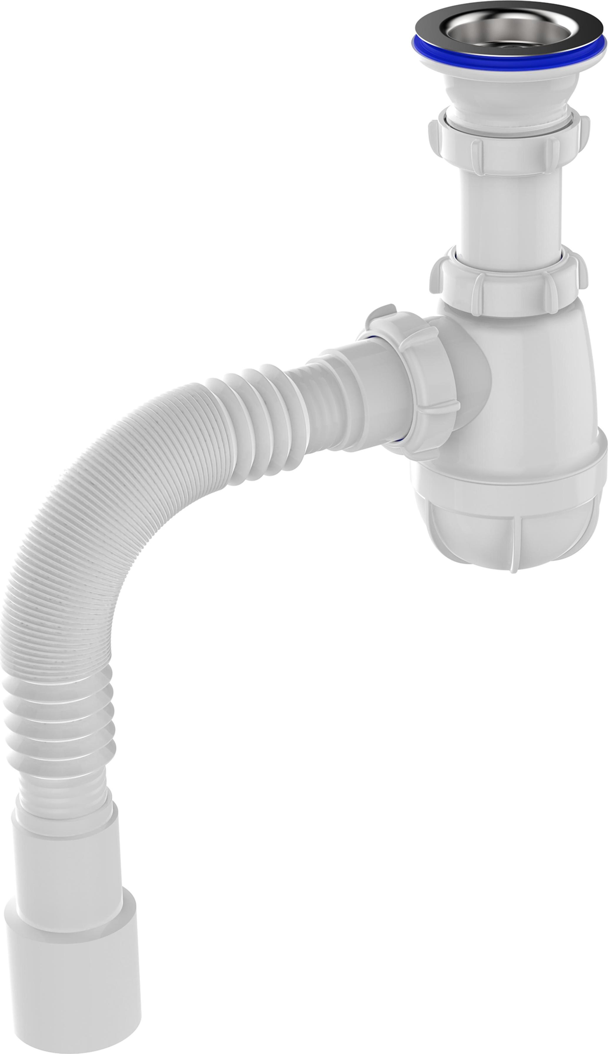 картинка Aquant Сифон для умывальника 1 1/2"х40 с мет.реш. с г.т. 40х50  S0110-35-MR от магазина ТНП