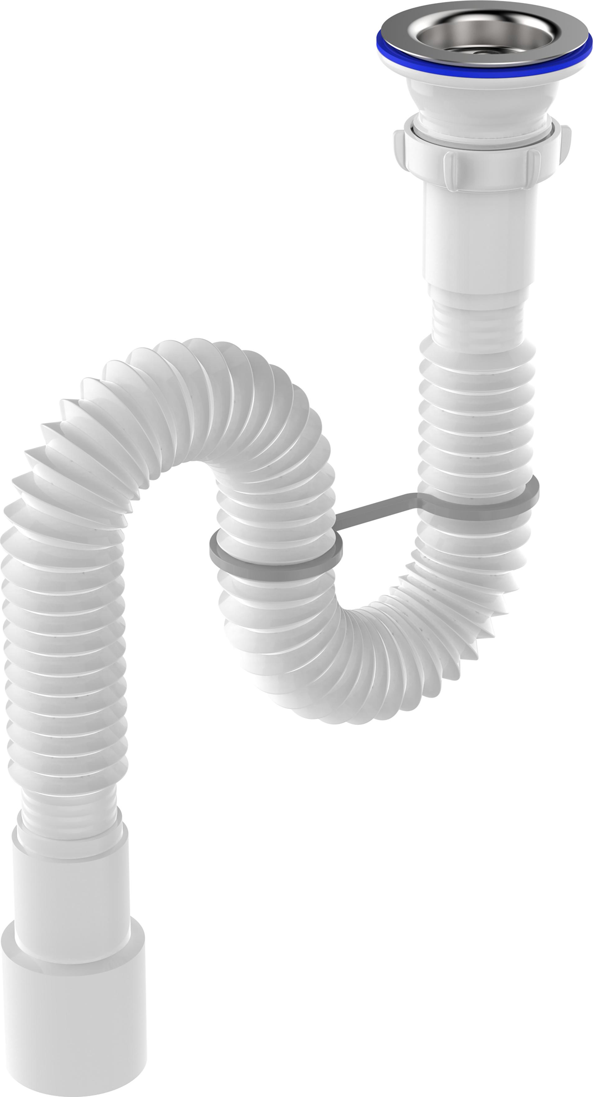 картинка Aquant Гофросифон 1 1/4"х40/50 удл. с мет.реш. F213-55-MR от магазина ТНП