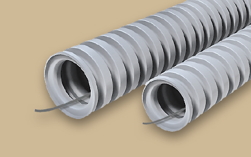 картинка Труба гофрированная с зондом Ф25 50м (бухта) "Идеал", 002 Светло-серый от магазина ТНП