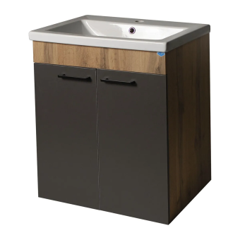 картинка Тумба Neo Breeze 60, напольная, 2 двери, графит-дерево от магазина ТНП