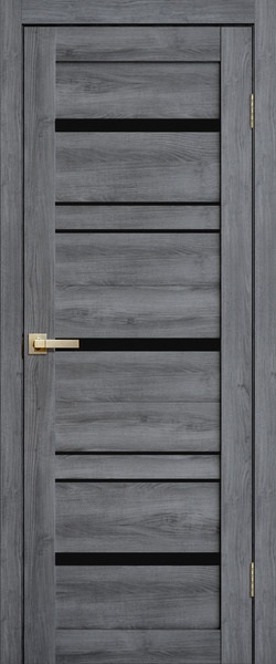 картинка L13 Полотно дверное 600х2000 дуб стоунвуд ЧЕРНОЕ СТЕКЛО от магазина ТНП