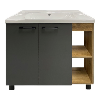 картинка Тумба Neo У 80 напольная, 2 двери, 2 полки справа, графит от магазина ТНП