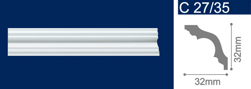 картинка Плинтус потолочный С 27/35 ( 2 метра ) 140 шт от магазина ТНП