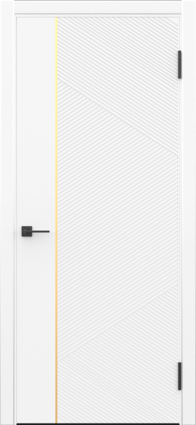 картинка Дверное полотно глухое Орион ПЭТ Айс (профиль золото) , 600мм от магазина ТНП