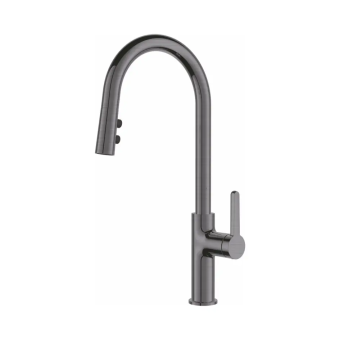 картинка СМЕСИТЕЛЬ ДЛЯ КУХНИ С ВЫДВИЖНЫМ ИЗЛИВОМ  DA1502506 серый от магазина ТНП