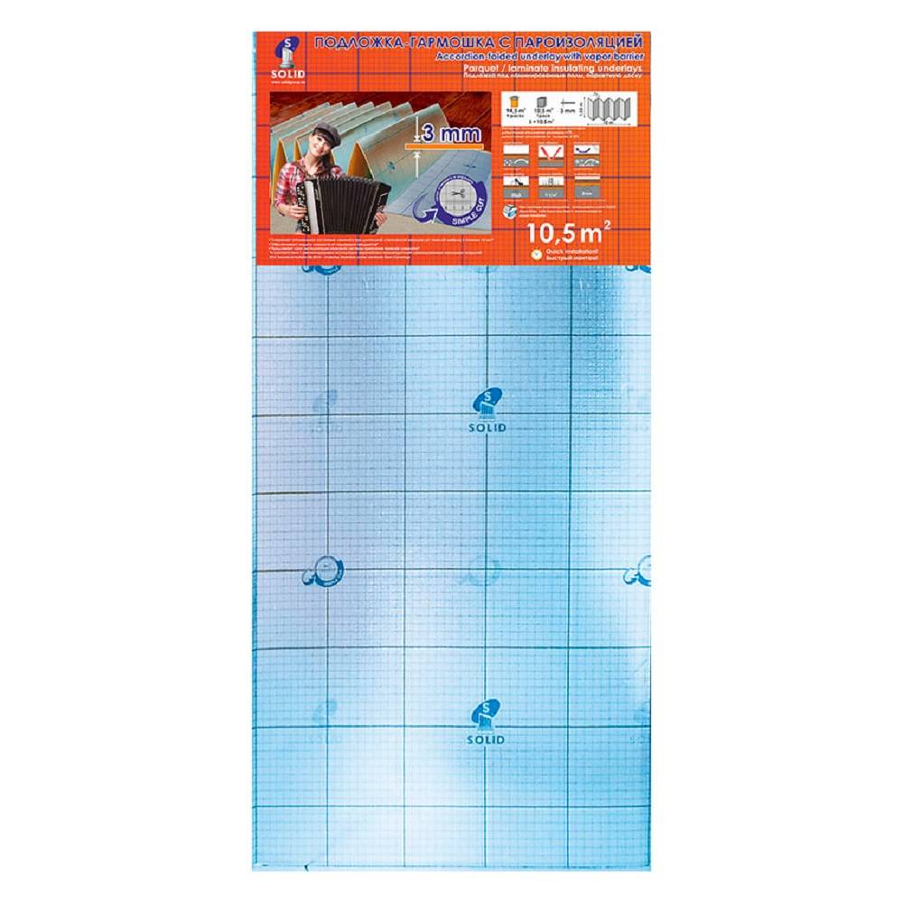 картинка Подложка-гармошка ламинированная с пароизоляцией, нахлестом и скотчем 1000×250×5мм, синяя/ уп.5м2/ Т от магазина ТНП