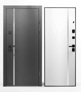 картинка Дверь мет. STRONG 1017 МДФ/Молдинг Диагональ Белый 860*2050 R от магазина ТНП